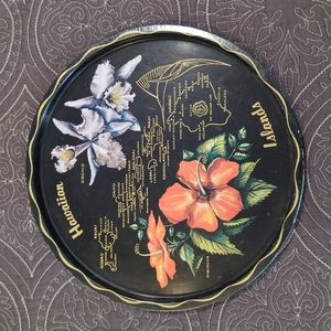 Vintage Hawaii Serving Tin Tray, 11" diameter